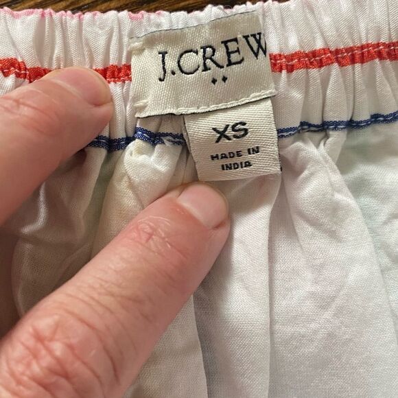 J. Crew Midi Skirt Poplin Rainbow Stripe White Buttons XS EUC - Picture 5 of 7